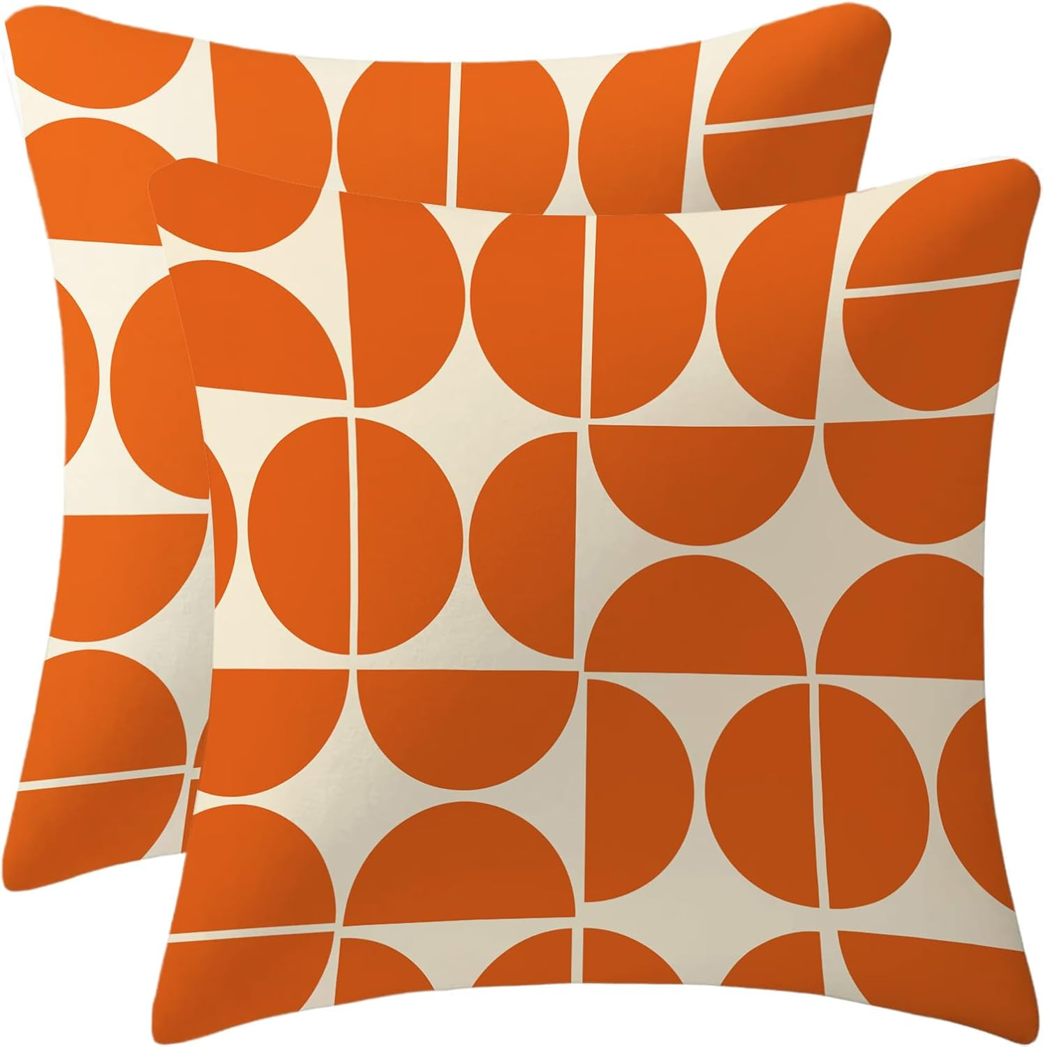 Orange Mid Century Pillow Covers 70S 80S Retro Throw Pillow Covers Morden Abstract Geometric Decorative Square Cushion Case for Sofa Bedroom Car 18X18 Inch image number 3