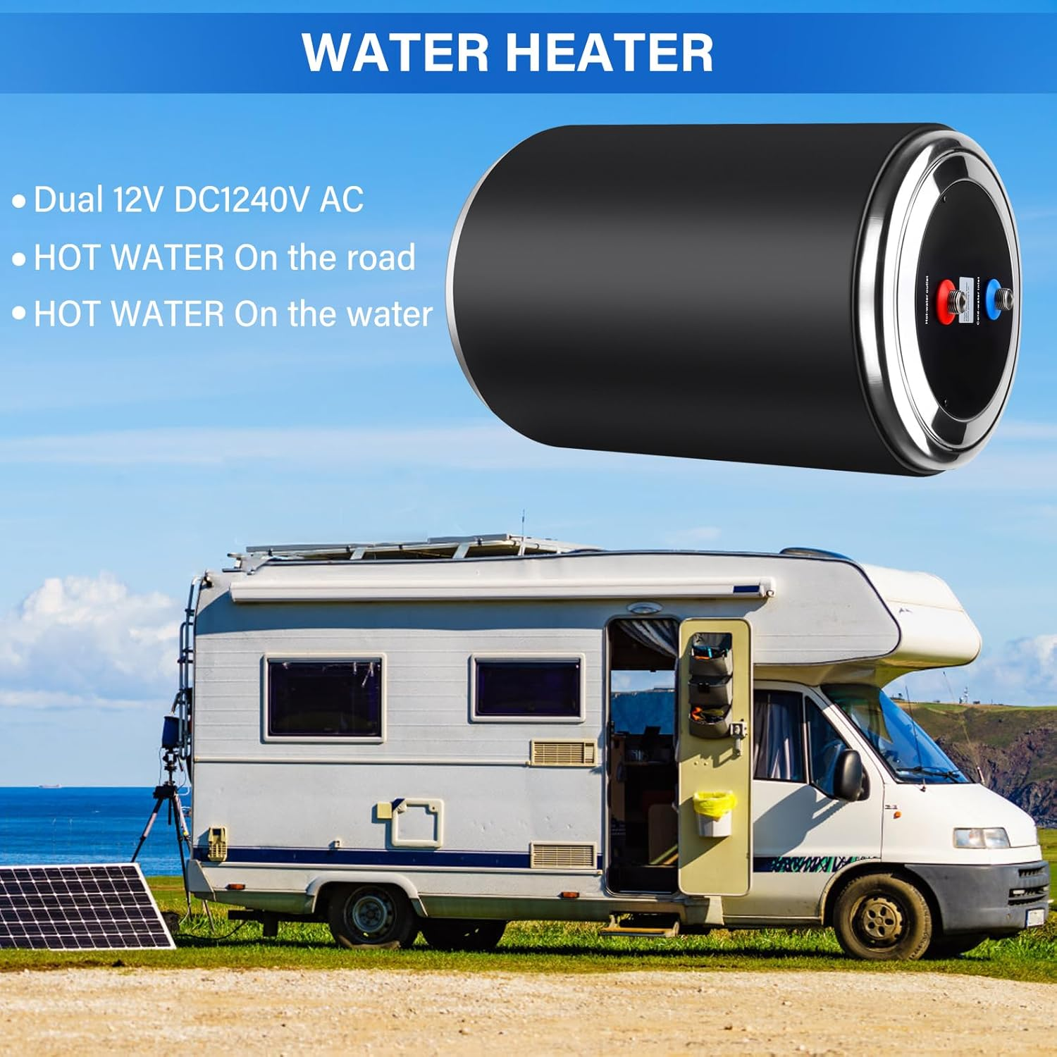 Dual Power Water Heater, 12V DC 200W/230V AC 1500W, 10L, for Caravan Camping AU Plug 230V RV Tank Water Heater, Instant for RV, for Camper with Double Power Supply & Remote Controller image number 2