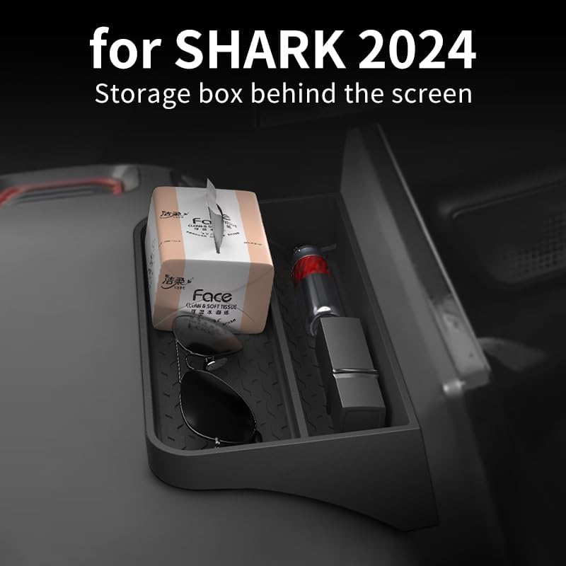 For BYD Shark 6 Dash Screen Back Storage Box, Silicone, Black, Adhesive-Backed Organizer 2024-2025 BYD Shark Accessories image number 4