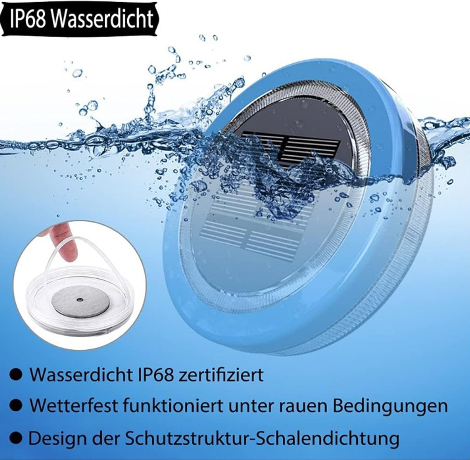 Floating Solar Pool Lights - IP68 Waterproof Underwater Pool Lights without Batteries Solar Powered | Underwater Pool Lights Solar Powered with Auto and Auto off for Garden Gathering image number 4