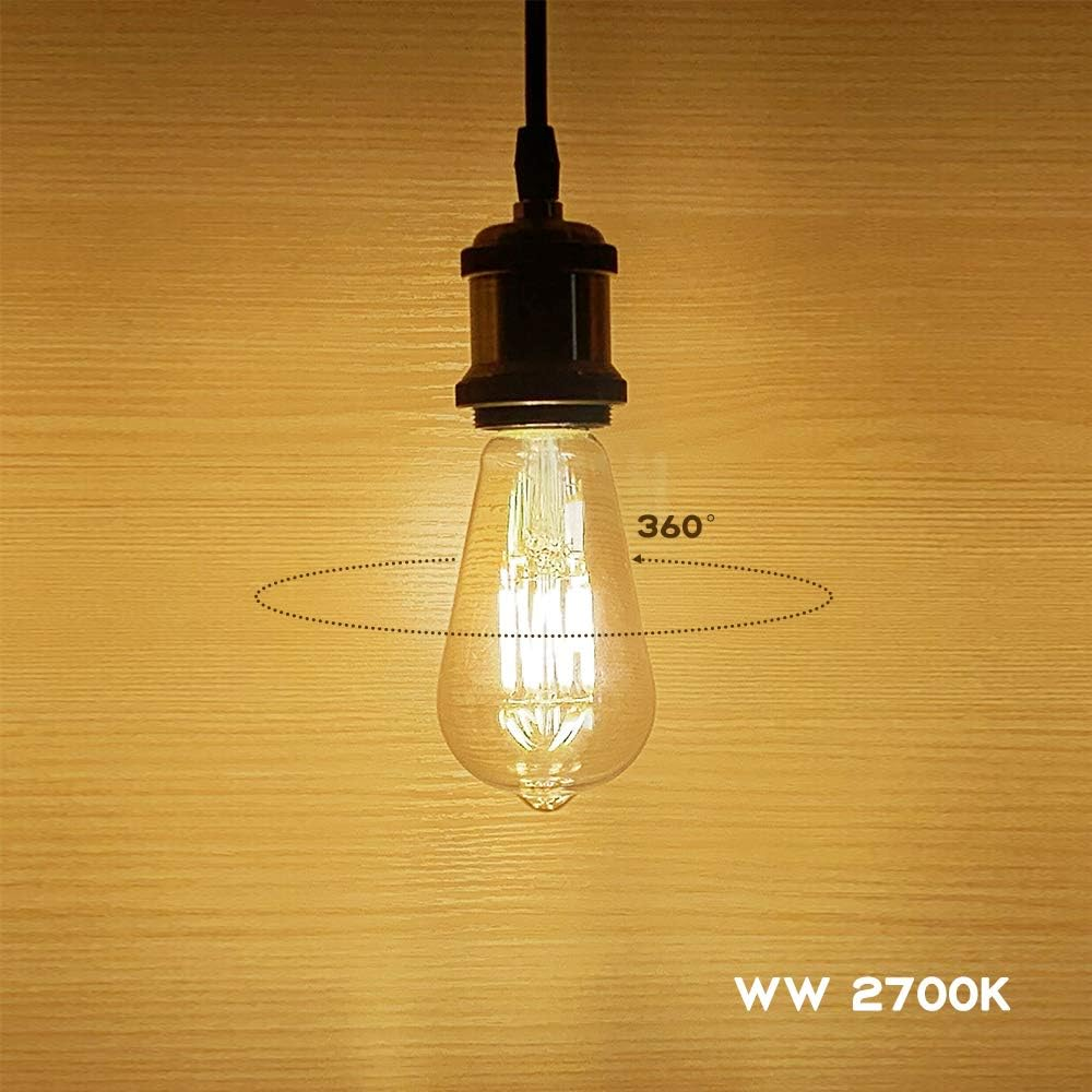 Bonlux ST64 E27 Vintage Filament Dimmable Edison Light Bulbs 8W,ST64 Retro Amber Glass LED Filament Light Warm White 2700K,Edison Style Antique Bulb for Home, Restaurant, Reading Room,Pack of 4 ﻿ image number 2