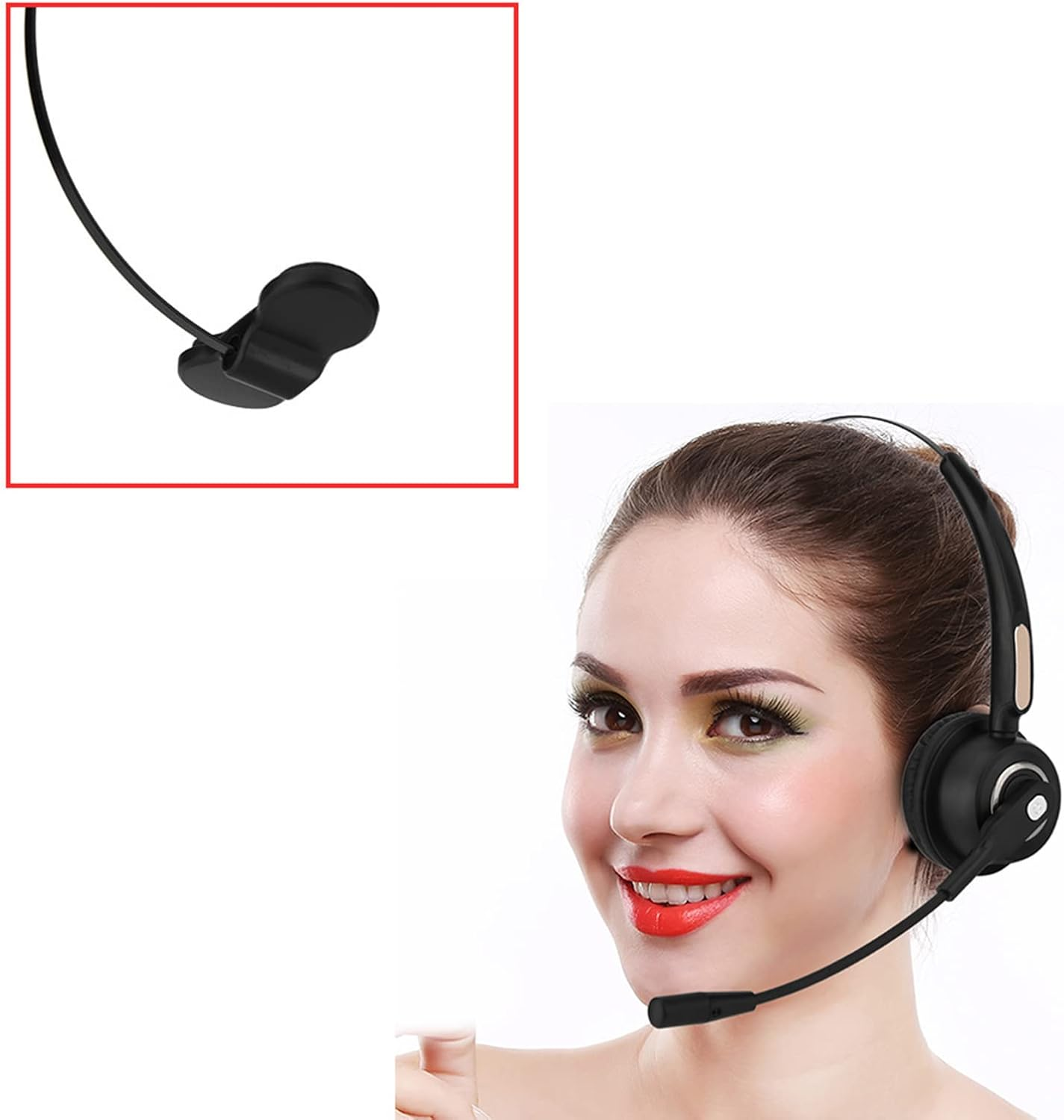 Dpofirs Trucker Bluetooth Headset with Microphone, Noise Cancelling Wireless Call Center, 12 Hours Long Call, Comfortable Wearing Over-Ear Headphones in Black