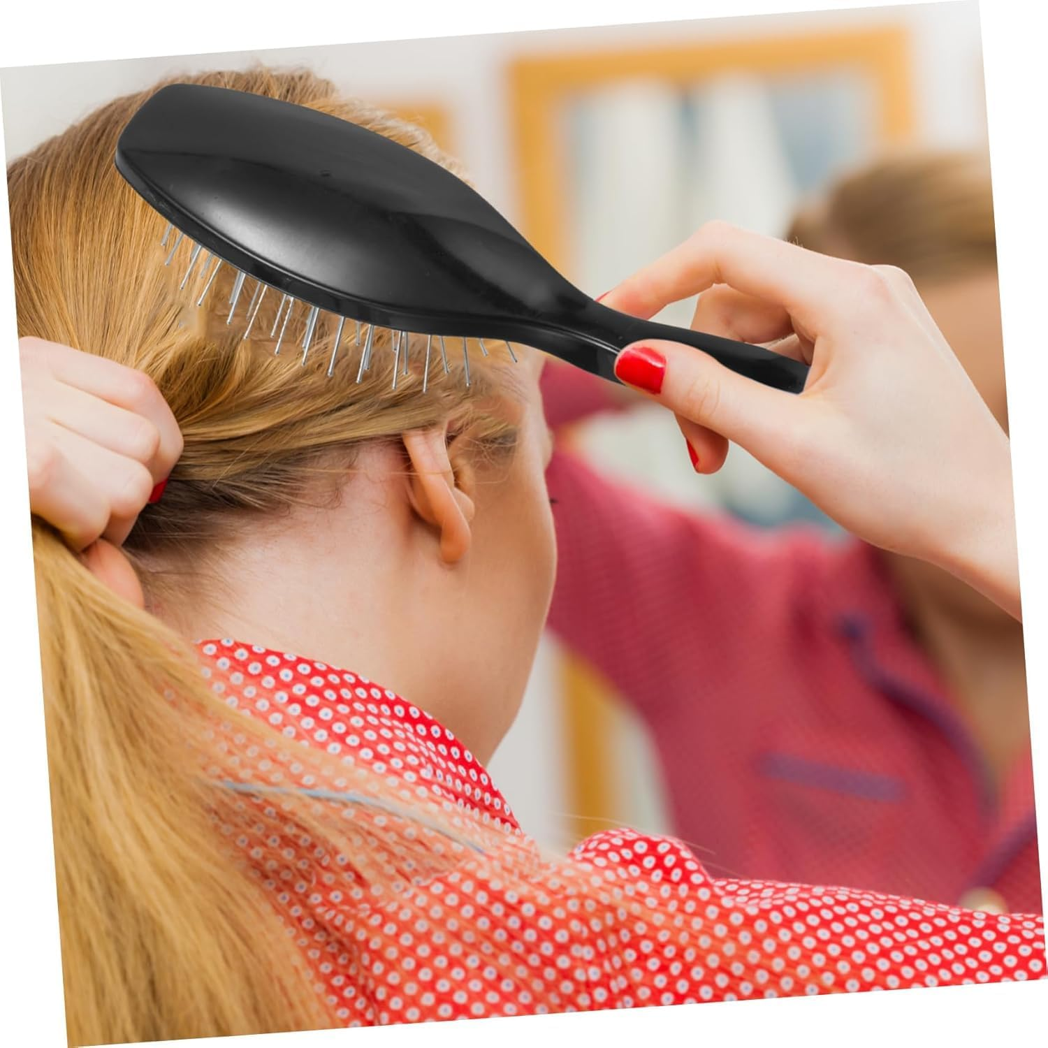 Black Wig Brush Styling Comb Steel Pin Brush, 2Pcs Gentle Wig Brush Steel Bristle Hairbrush, Synthetic Wigs Travel Comb with Bristles image number 6