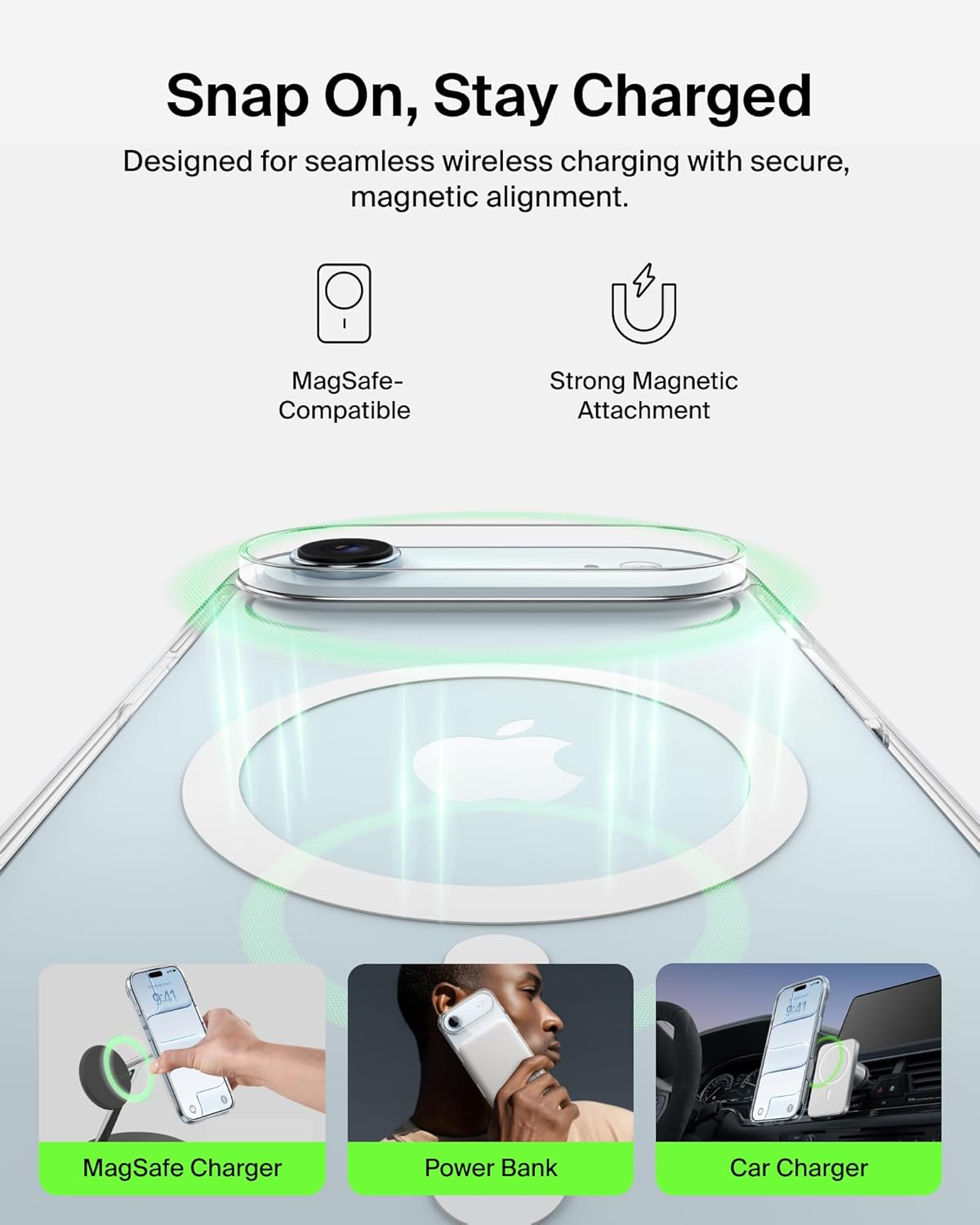 Belkin Msa033Qccl Clear Case for Iphone Air, Magsafe/Qi2, 25W, Built-In Magnet, Thin, Ultra Shockproof, UV Resistant, Anti-Yellowing Soft TPU, Clear