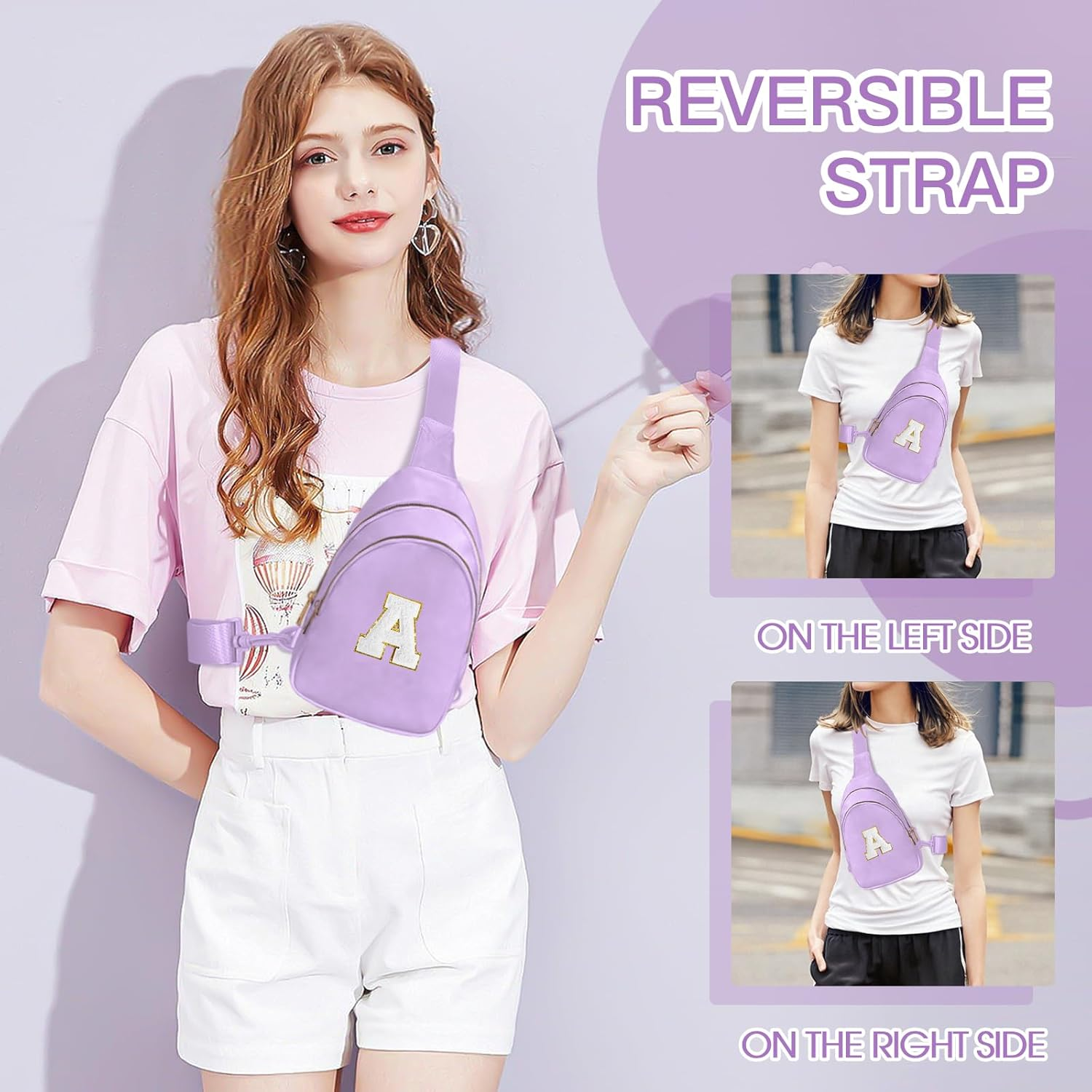 Viverte Birthday Gifts for 7 8 9 10 11 12 13 Year Old Girls Small Initial Sling Bag Cross Body Bag Fanny Pack for Girls image number 1