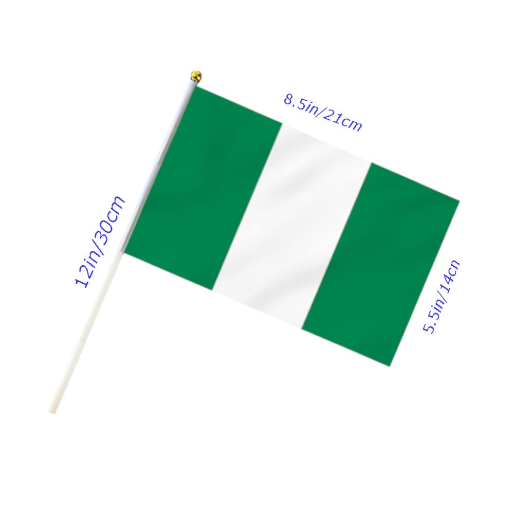 10 PCS Handheld Nigeria Flag,8.5&times;5.5 Inch Hand Held Mini Nigerian Flags Banner for Indoor Outdoor Parade Waving the Tlag and Shouting image number 4