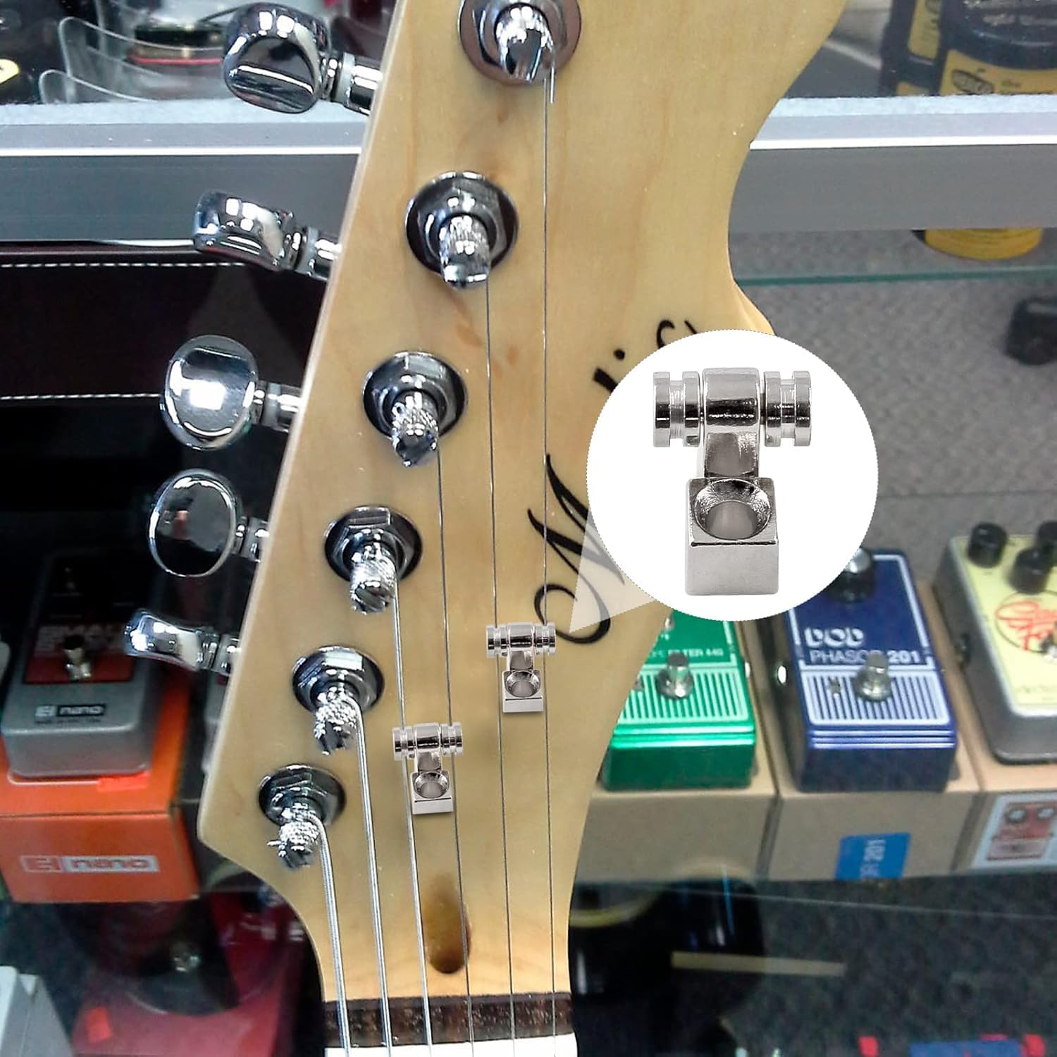 Vintage Roller Guitar String Guides String Trees Retainers, 4Pcs Chrome Roller String Trees Retainers,Roller String Trees String Retainer Guides,Roller String Trees Guides Retainer for Electric Guitar image number 5