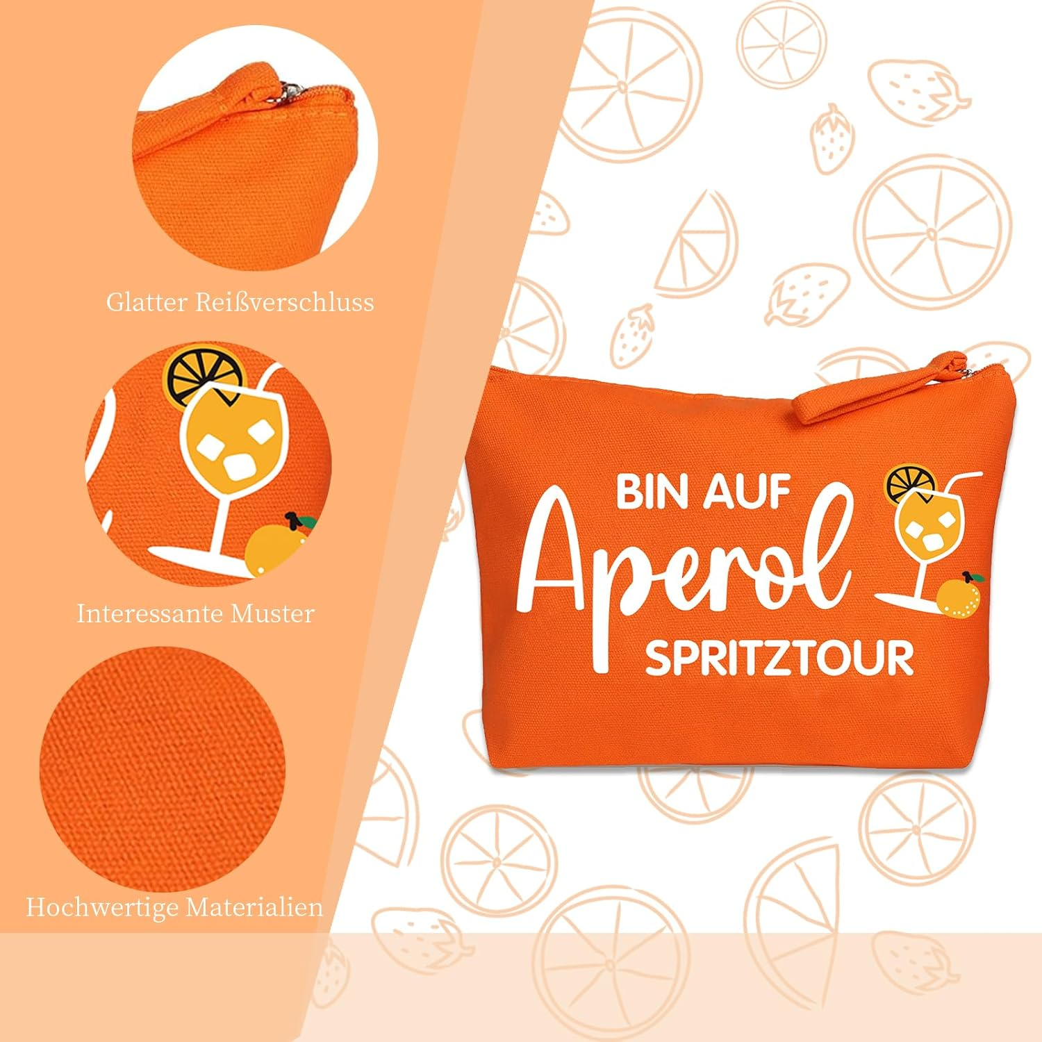 Boluoboluomi Aperol Gift, Aperol Travel Bags, Cosmetic Bag + Sock Set, Funny Birthday Gifts for Men and Women, Make up Bag, Travel Makeup Bag image number 1