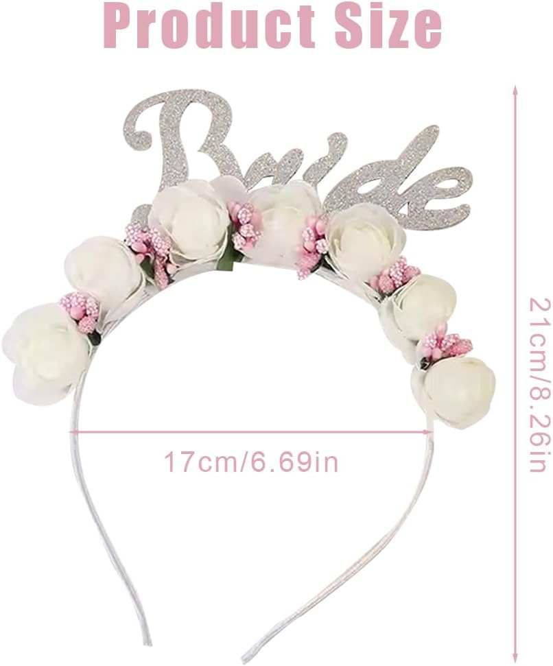 AYVRUOP Bride Headband, Bachelor Party Women'S Headband, Bride to Be Hair Accessories, Bride Headpiece, Fashionable and Beautiful, Perfect for Bridal and Wedding Wear, Silver, Large image number 5