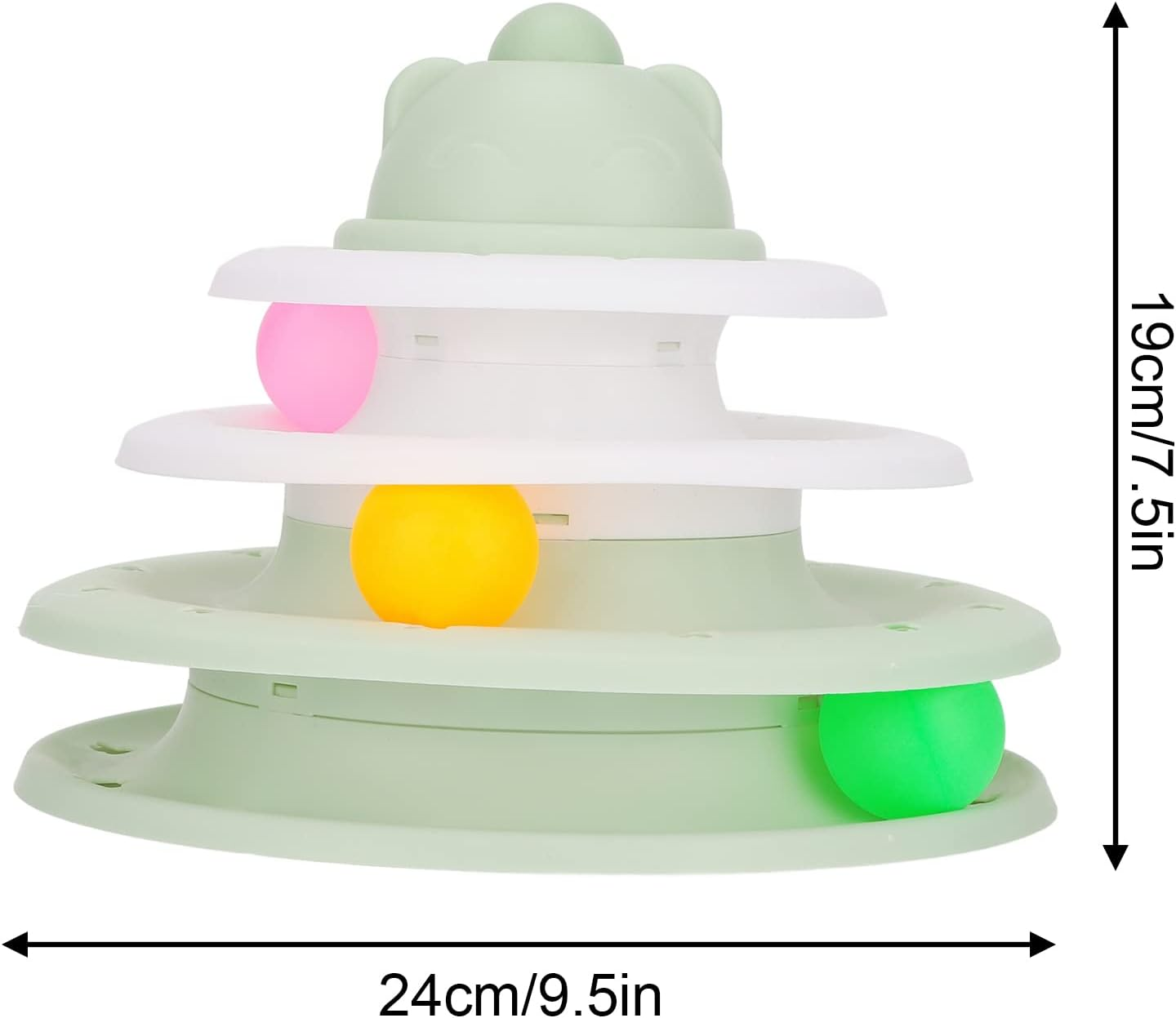 Cat Track Turntable Toy, Kitten Puzzle Tower Toy with 3 Balls, 3 Level Plastic Turntable Prevent Slip Interactive Rolling Ball Kitten Chase Track for Exercise and Stimulation image number 1