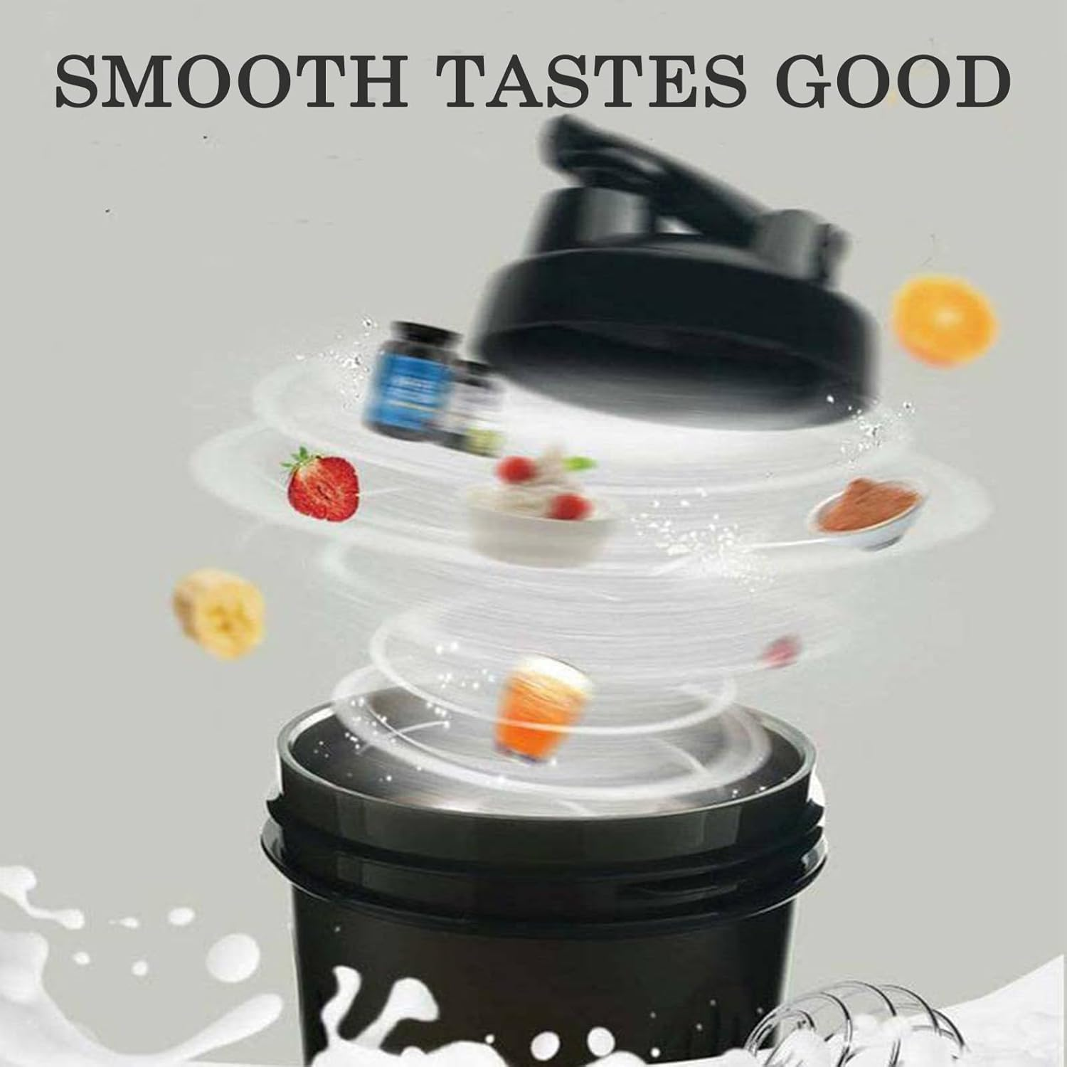 17Oz Protein Shaker Bottle Blender, Best Shaker Cup for Protein Mixes - Hidden Carrying Handle, Classic Loop Top & Wire Whisk Ball - Workout Sport Water Bottle for Indoor and Outdoor (Black) - Purple image number 7