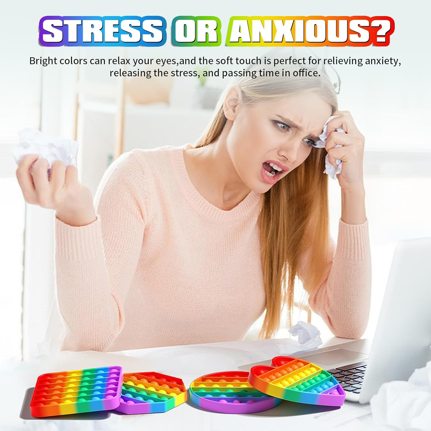 12 Pack Fidget Toys,Pop Fidgets Pack Party Favors for Kids & Adults,Push Sensory Toys Bulk Toddler Toys,Stress Relief Gifts for Easter Basket Stuffers,Party Supplies,Classroom Prizes image number 5