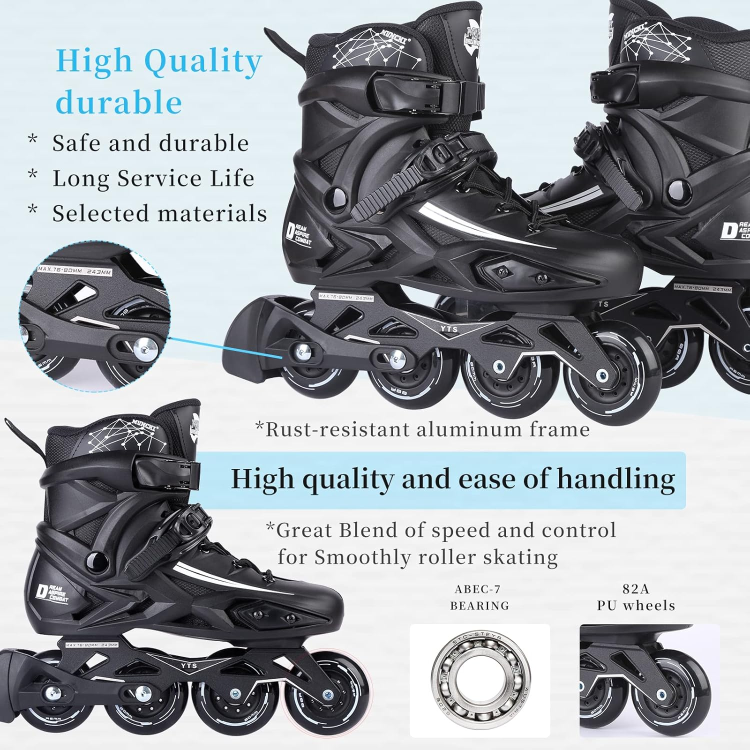 Inline Skates for Women and Men, High Performance Fitness Racing Aggressive Outdoor Inline Speed Skates Unisex image number 4