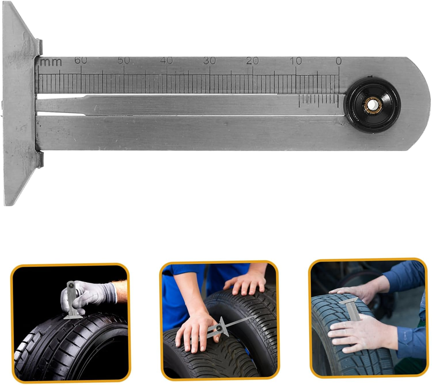 SOESFOUFU Automotive Replacement Tire Tread Depth Gauge Stainless Steel Car Tire Gauge Tool image number 5