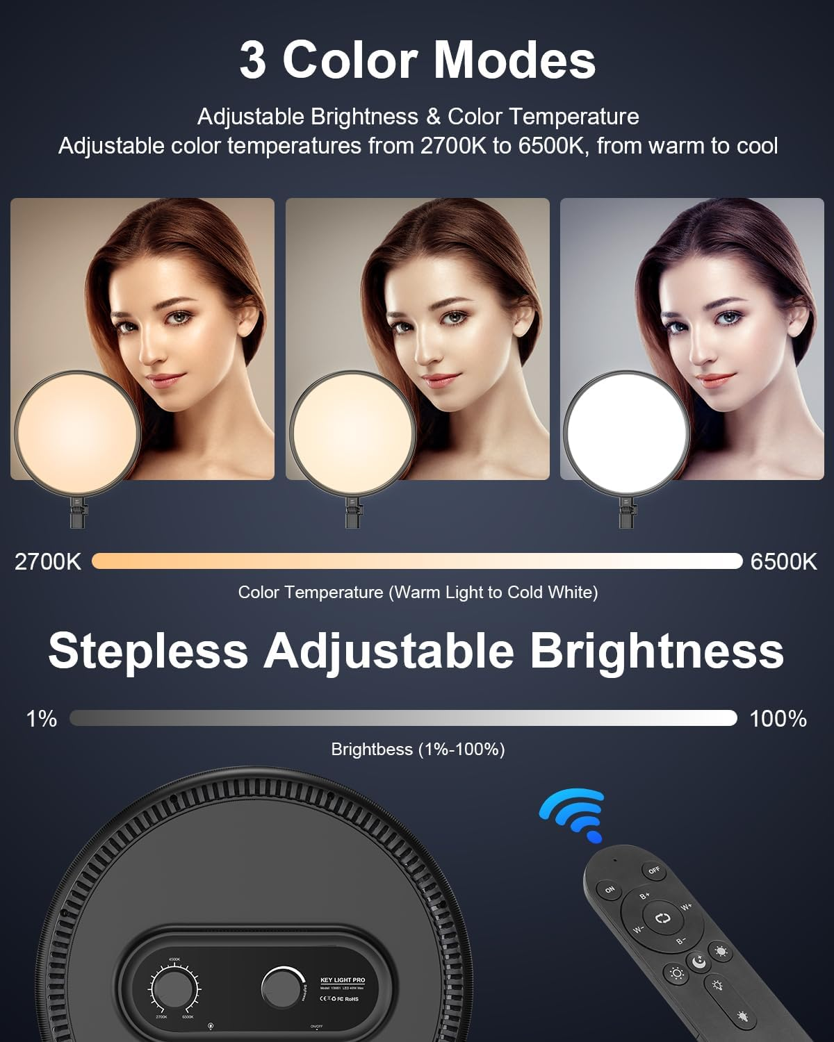 13"/33Cm Large Full-Screen Ring Light with Remote, 6500K Dimmable Professional LED Photography Light and Phone Holder Kit, 200Cm Light Stand for Photography/Video Recording/Tiktok/Youtube