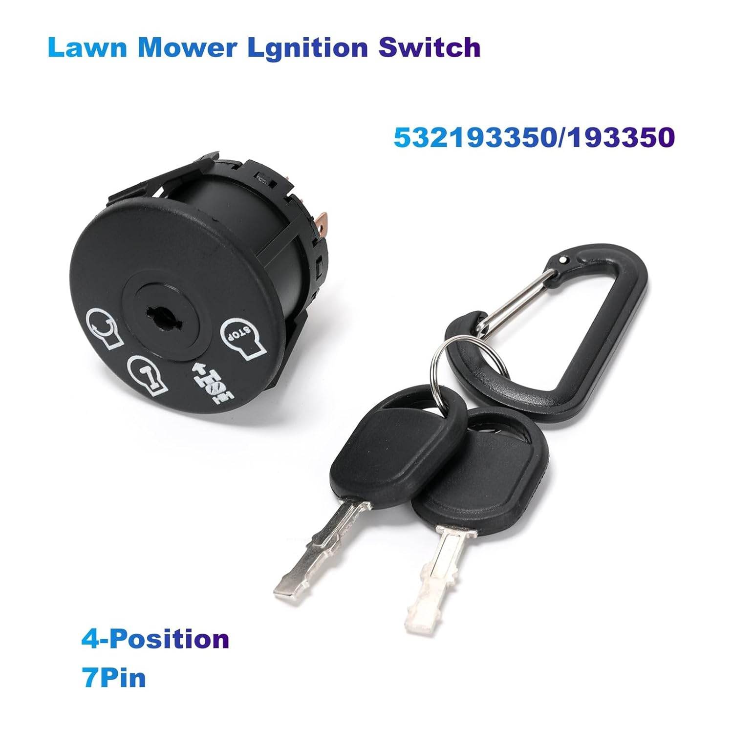 Ruimou Lawn Mower Lgnition Switch 532193350/193350 (4-Position,7Pin) with 2 Keys Compatible with Husqvarna,Craftsman,Ayp,Ariens,Poulan image number 6