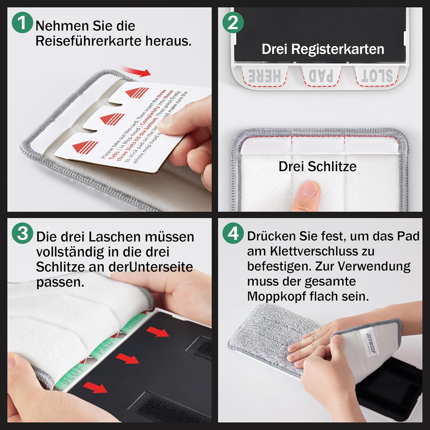 JOYMOOP Flat Mops, Microfiber Mop for Floor Cleaning and Wall Cleaner, 50" Mop Handle with Flexible 13" Flat Head with a Microfiber Mop Pad - White image number 3