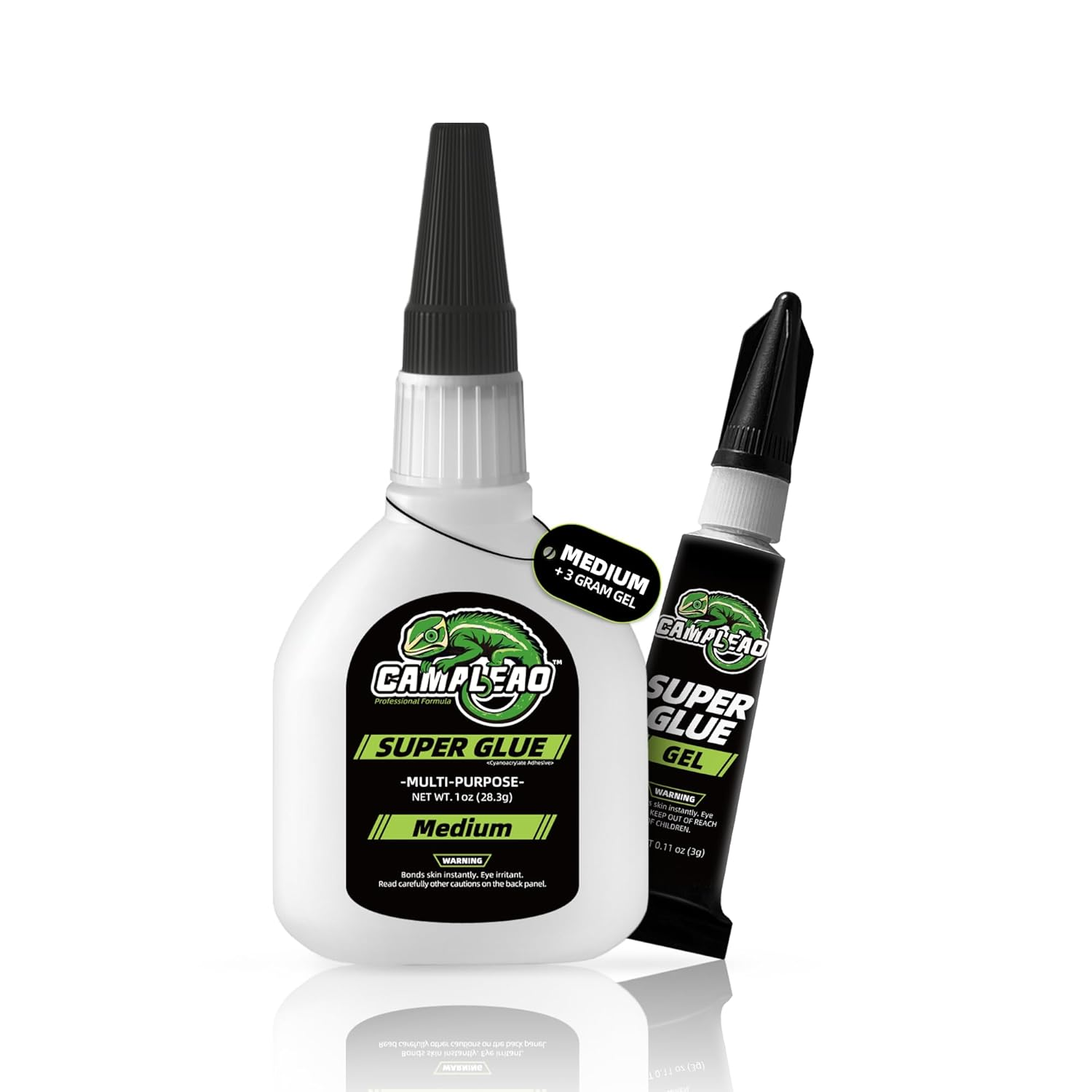 CAMALEAO Medium Super Glue, 2.3 Oz Muti-Purpose Cyanoacrylate (CA) Glue, Extra Caps and Microtips, 2610 PSI High Strength Instant Adhesive for Ceramic, Glass, DIY Craft, 3D Printing (PLA, ABS, PETG) image number 2