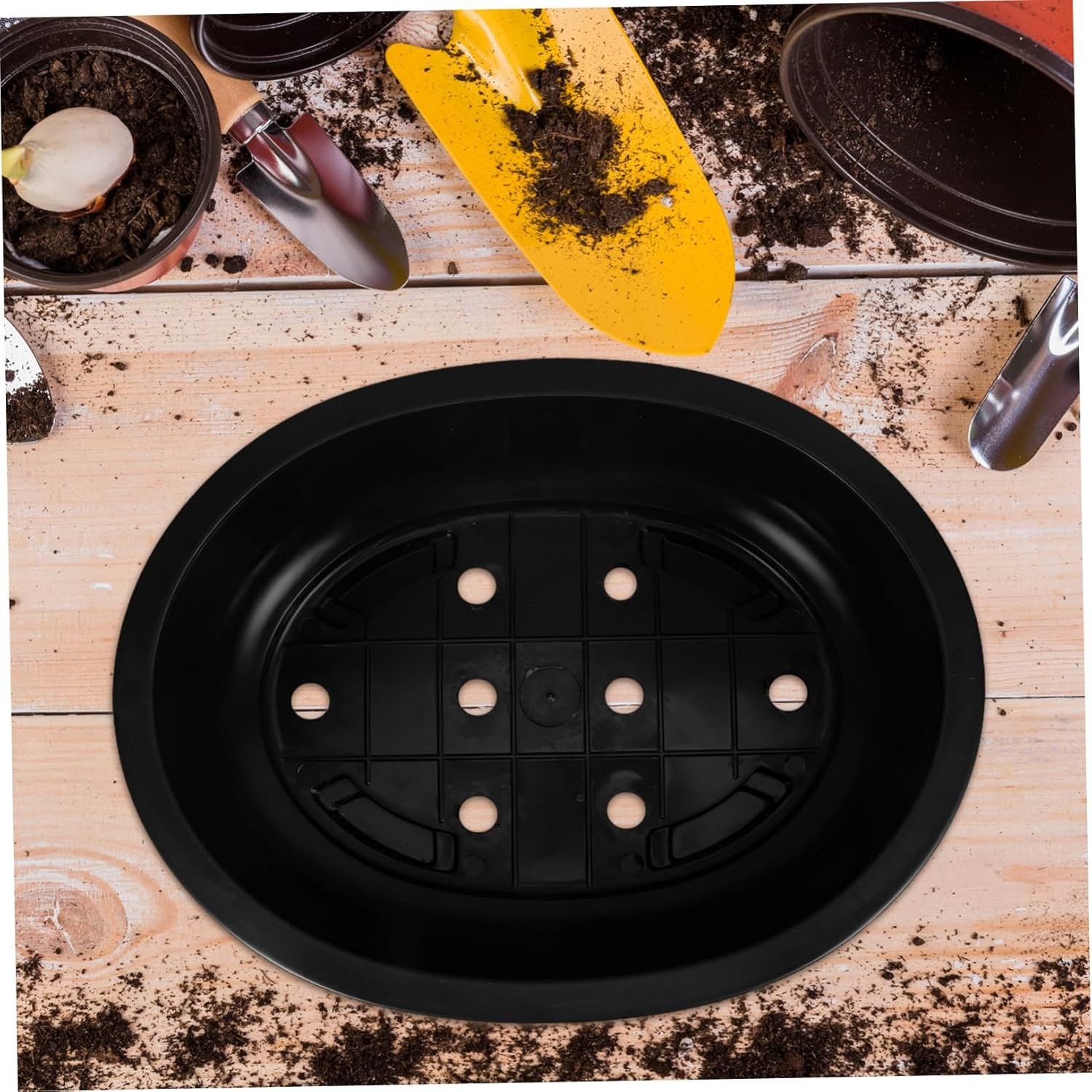 Outanaya 4Pcs Oval Flowerpots Drainage Design for Herbs and Plants for Gardening