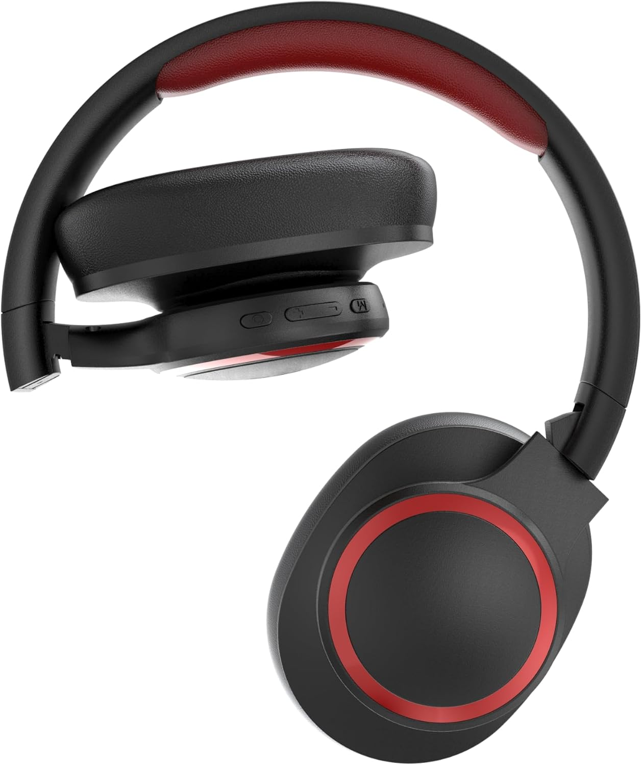Elbe ABT-B26-N Bluetooth 5.1 Foldable Headphones with Microphone and FM Radio - 10 Hour Playtime - Black/Red image number 5