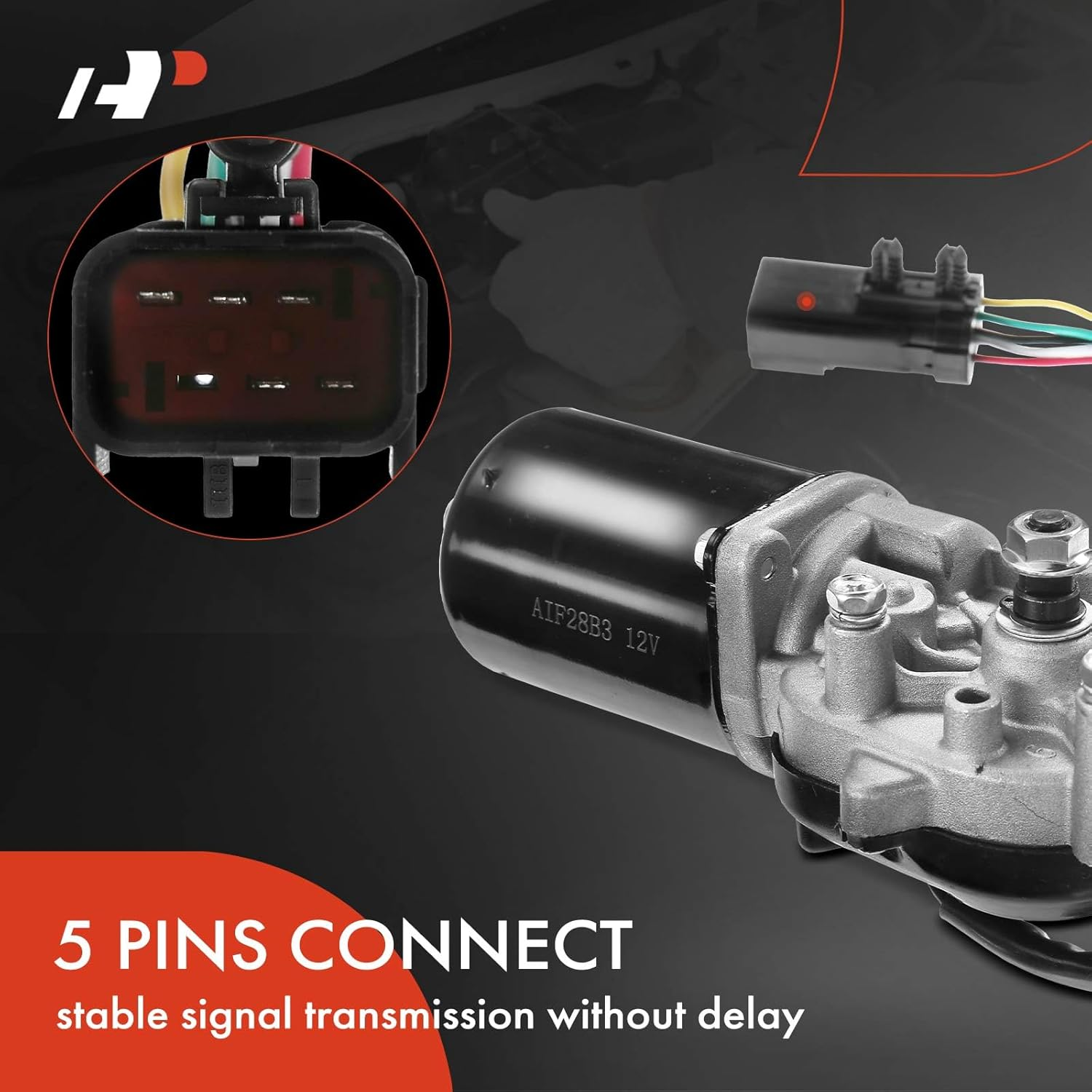 A-Premium Front Windshield Wiper Motor Compatible with Jeep Vehicles - TJ 2003-2006, Wrangler 2003-2006, Sport Utility, 5-Pin - Replace# 55156374AC image number 4