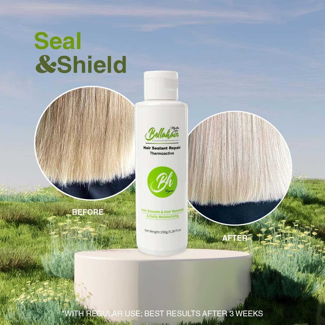 Bellahair | Revitalizing Radiance: Thermal-Activated Hair Sealant - Regenerative, Hydrating, and Protective | Frizz Free Manageable Hair Post-Shower Use 5 Fl Oz. image number 4