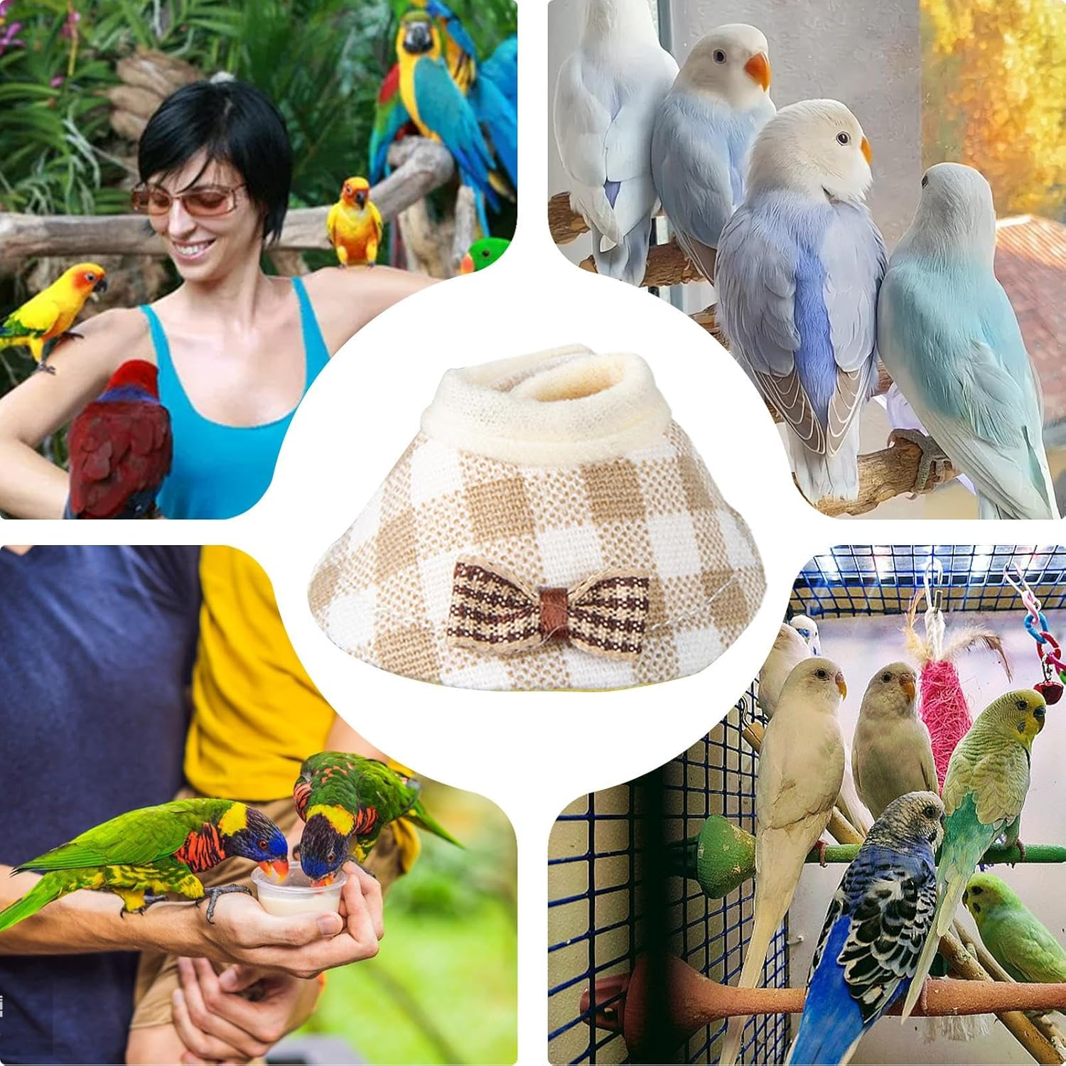 Rissunkv Pet Parrot Anti-Bite Collar, Comfortable Parrot Recovery Collar, Pet Bird Supplies Neck Cover for Cockatiels, Conures, Lovebirds or Parakeets