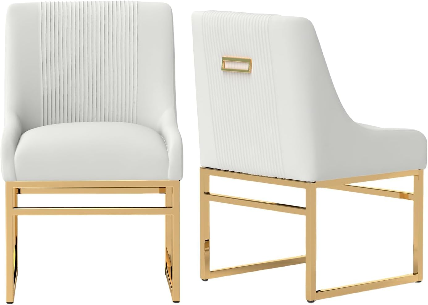 Kitchen & Dining Room Chairs Set of 2, Mid Century Modern Velvet Upholstered Dining Chairs with Gold Metal Frame Legs, Tufted Accent Chair for Reception Room Living Room Study Room(Black)