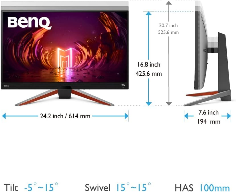 Benq MOBIUZ EX270M Gaming Monitor 27" FHD 1080P 240Hz 1Ms | IPS | Hdri | 99% Srgb | Freesync Premium | Eye-Care Tech | Adjustable Height, Swivel & Tilt | 2.1 Speakers | Displayport | HDMI | USB Hub image number 6