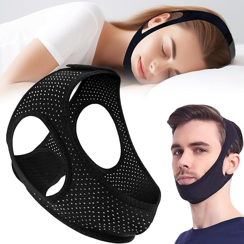 Anti Snoring Device Anti-Slip Adjustable anti Snoring Chin Strap,Snoring Reduction Stop Snoring Device Snoring Solution,Professional Effective anti Dry Mouth Chin Strap Stop Noise Snoring Strap image number 2