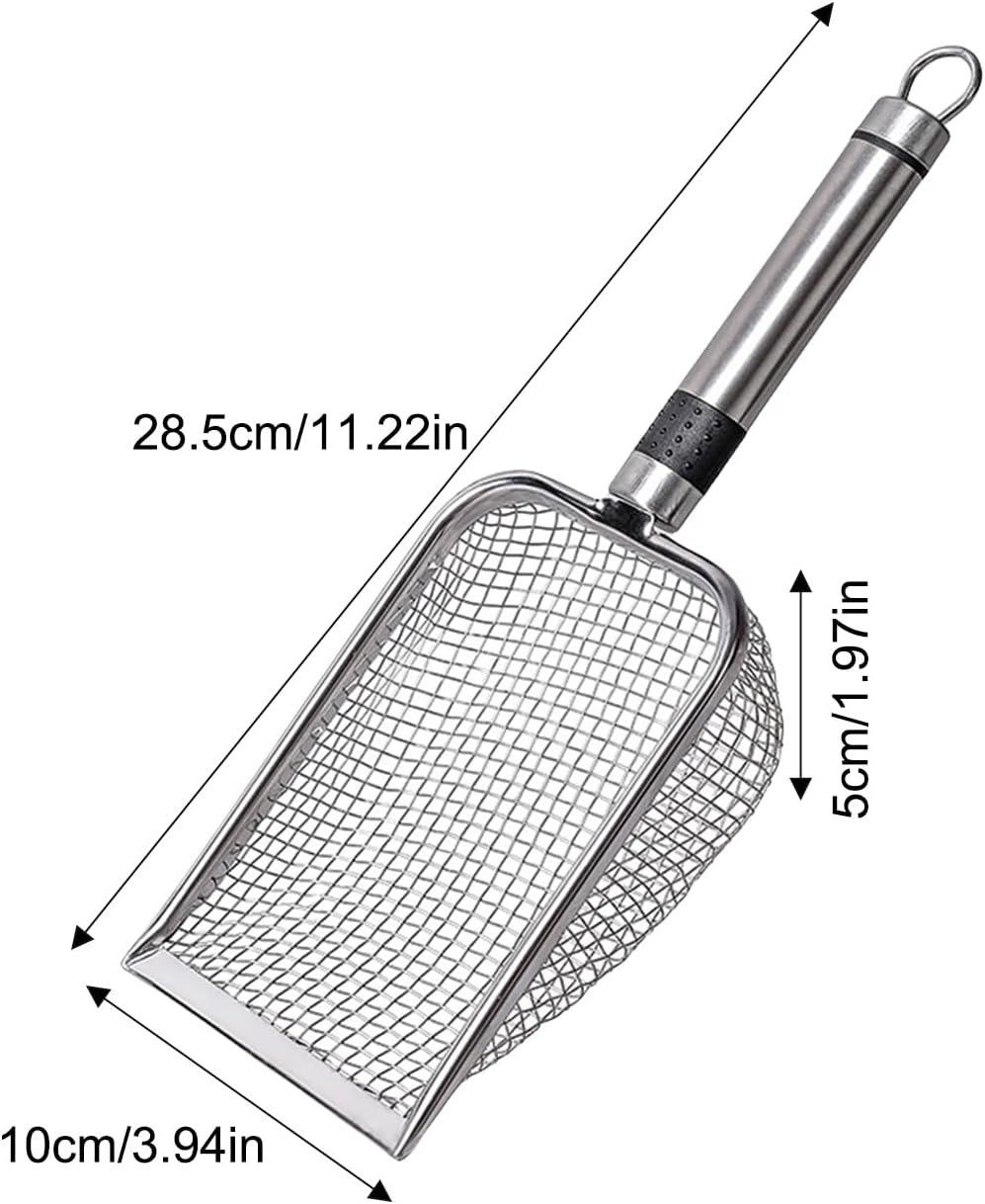 Cat Litter Box Scooper, Stainless Steel Kitten Scooper, Litter Box Scoop for Poop Sifting, Non-Stick Large Scooper with Long Handle for Litter Box and Kitten Pooper Lifter Jmedic image number 2