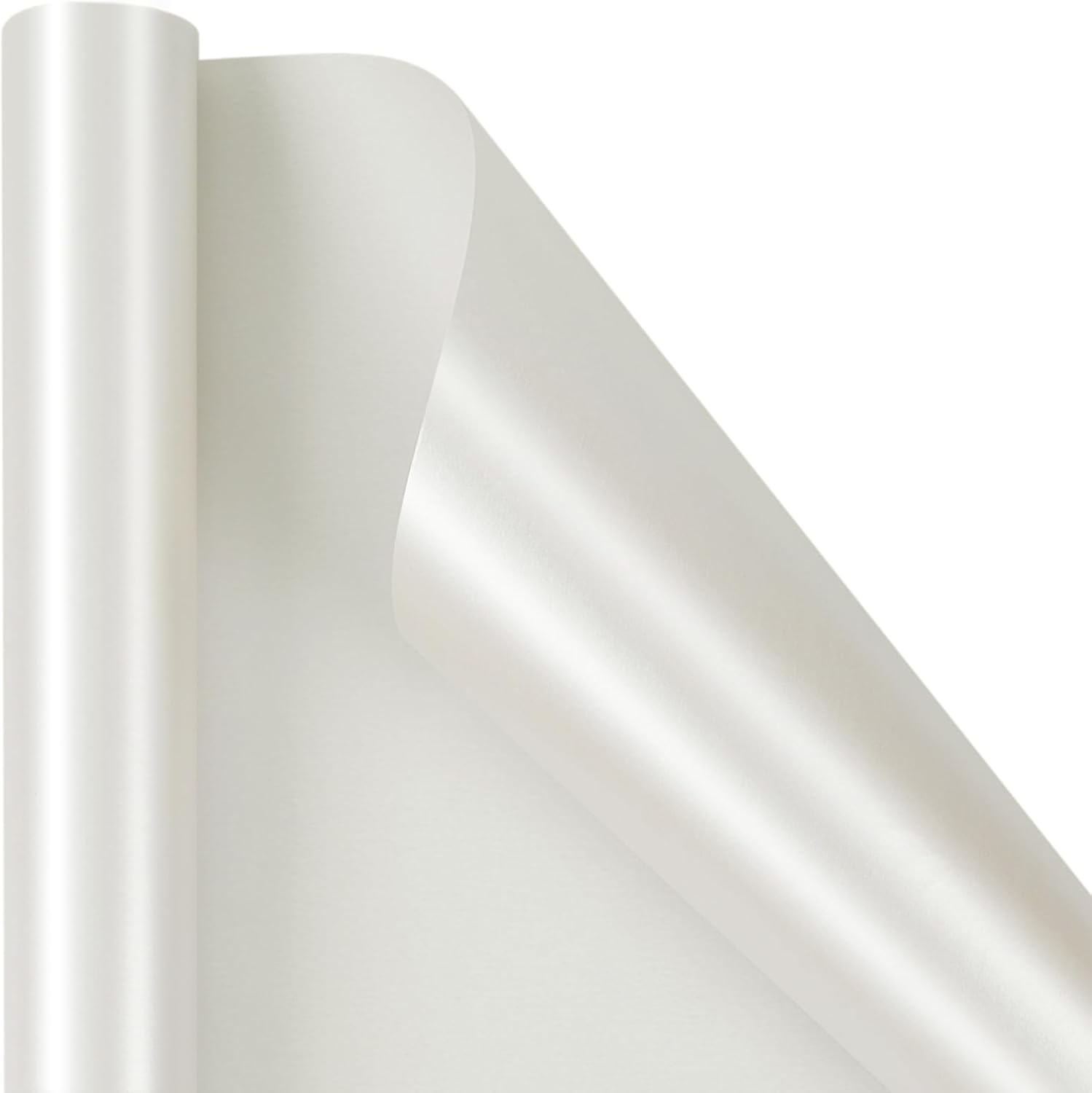 WRAPLA White Wrapping Paper 43Cm X 10M Solid Color Pearly-Lustre Paper, Gift Wrapping Paper Rolls for Wedding, Birthday, Bridal Shower, Christmas, Baby Shower(17In X 33Ft)