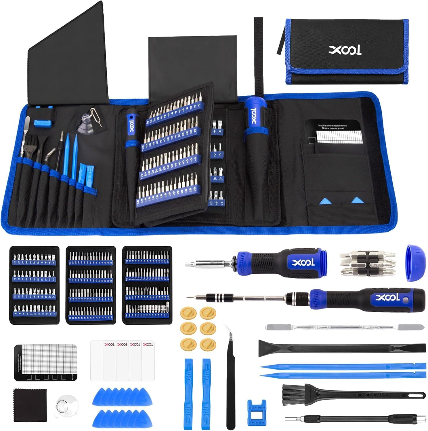 XOOL 200 in 1 Precision Screwdriver Kit, Electronics Repair Tool Magnetic Driver Kit with 164 Bits, Flexible Shaft, Extension Rod for Computer, Iphone, Laptop, PC, PS4, Xbox, Nintendo image number 6
