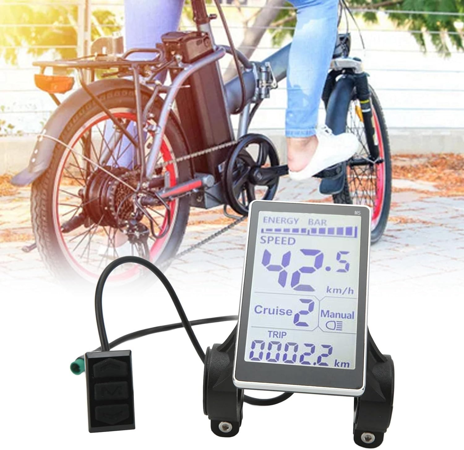 Electric Cycle LCD Display, 24V 36V 48V 60V Universal E Scooter M5 E Bike Display Meter Control Panel Waterproof 5 Pin Electric Scooter Panel Screen for 31.8 22.2Mm Electric Bike image number 6