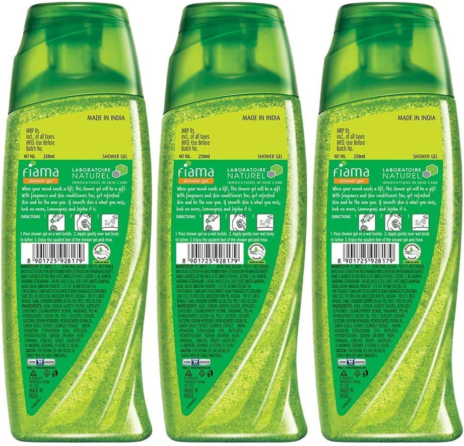 Fiama Lemongrass and Jojoba Gentle Exfoliation Shower Gel, 250 Ml (Pack of 3) image number 6