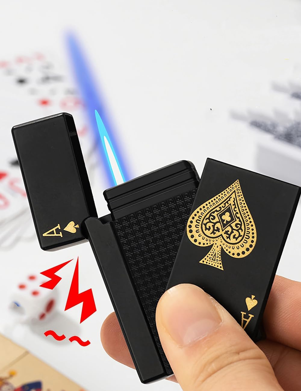 Windproof Jet Flame Lighter - Premium Zinc Alloy, Reusable with Adjustable Flame (Gas Not Include) image number 5