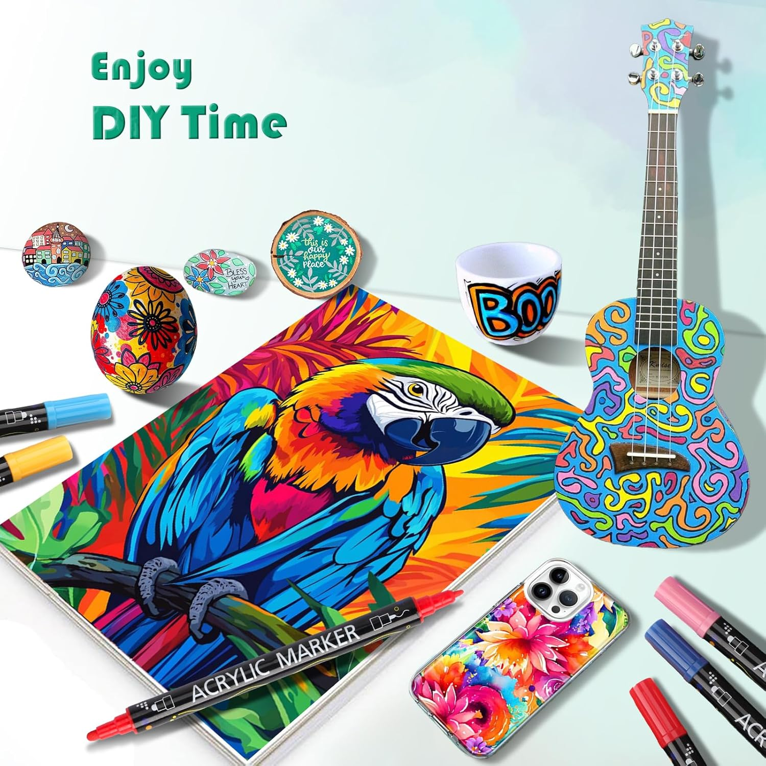 24 Colors Acrylic Paint Pens,Acrylic Paint Markers Dual Tip with Fine Tip and Dot Tip,Dot Maker for Kids Adults, Glass, Stone, Wood, Canvas, Paper, Pottery - 36 Colors image number 7