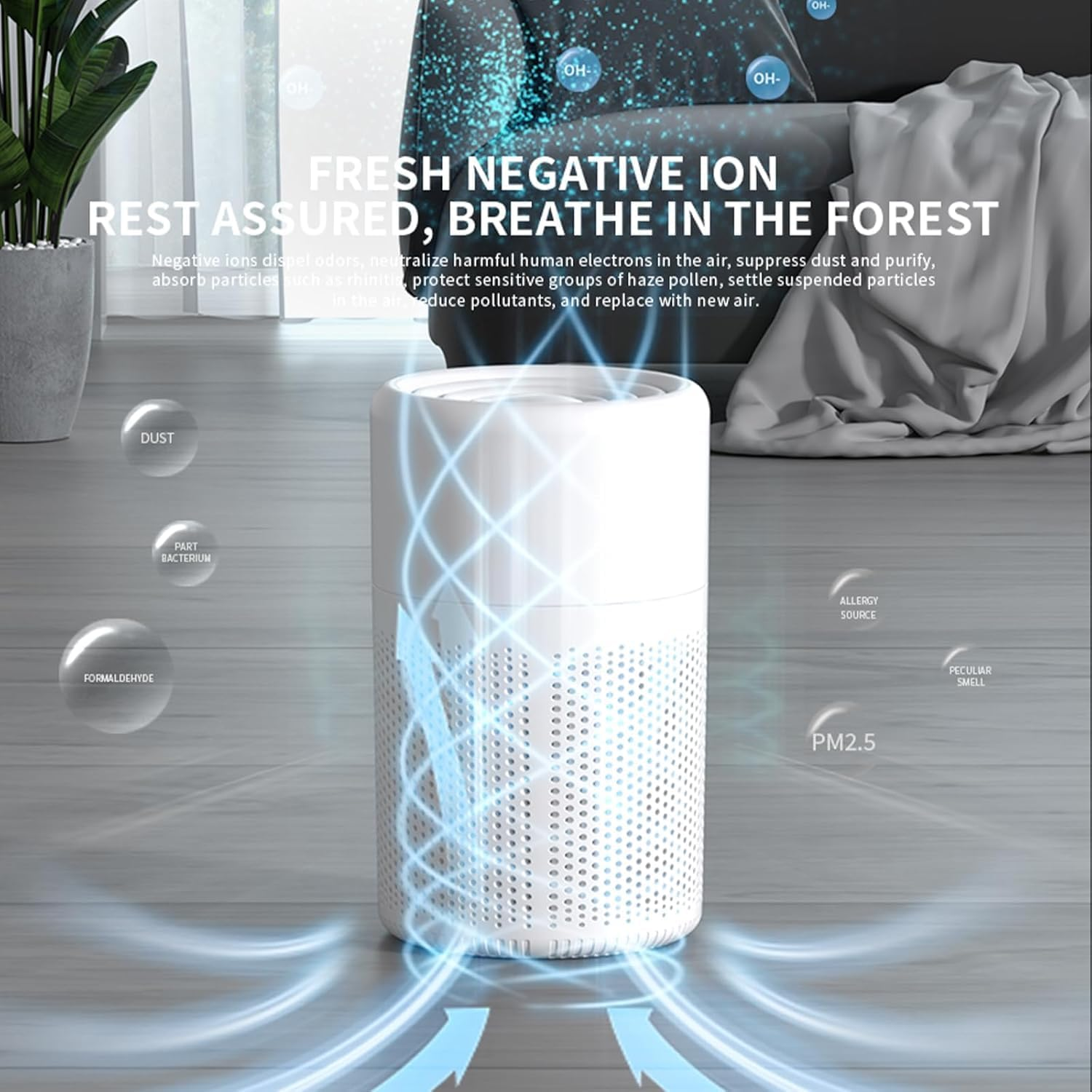 Air Purifier for Bedroom with H13 HEPA Filter &ndash; Portable Air Cleaner for Pets, Smoke, Odour &ndash; Quiet 20Db USB Type-C Air Filter with Fragrance Function for Home, Office, Travel Use image number 6