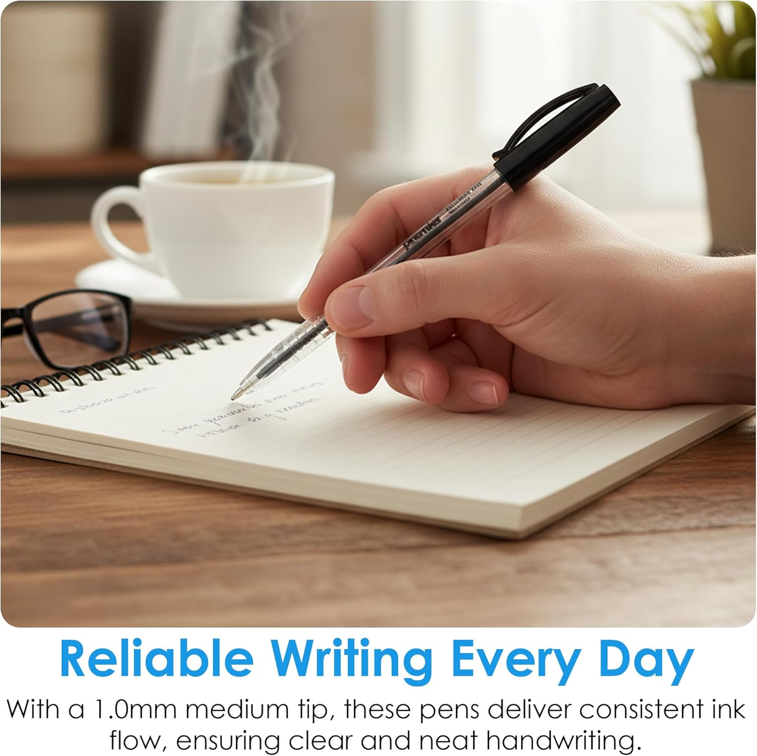 Premier Stationery Ball Point Pen, Black Ink, 1 X 100 Pack (100 Pens) | Smooth Writing | Ideal for Office, School, Exams & Everyday Use image number 3