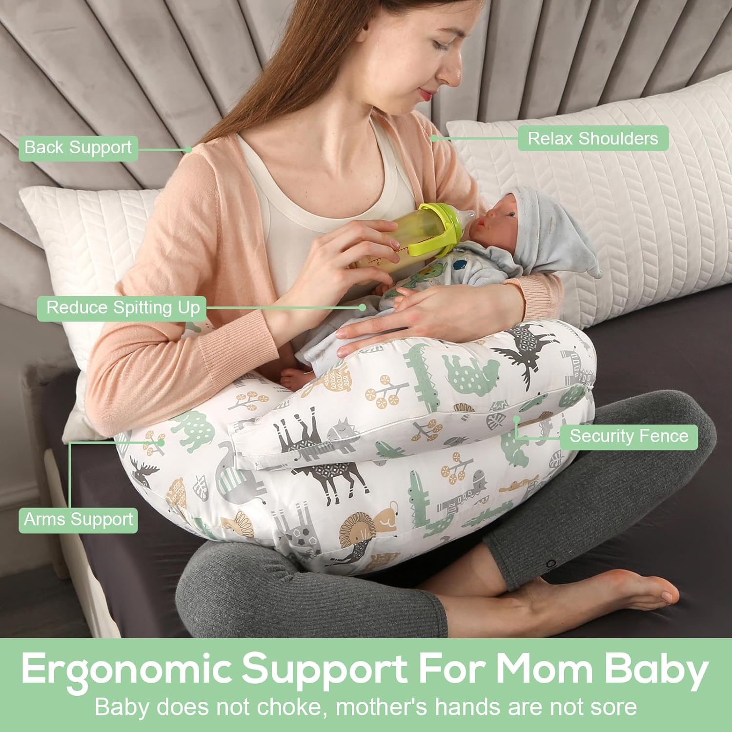 TREE.NB Nursing Pillow for Breastfeeding,Upgraded Multifunction Breast Feeding Pillows with Adjustable Waist Strap and Removable Cotton Cover for Breastfeeding Moms image number 3