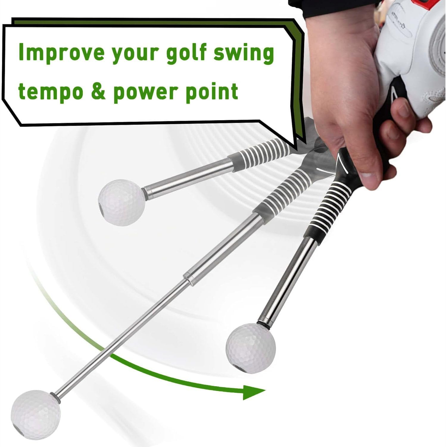 BEANPRECOY Retractable Golf Swing Trainer Aid Adjustable Golf Grip & Swing Practice Tool for Men & Women, Right-Handed Golf Club for Indoor/Outdoor Warm-Up & Training image number 3
