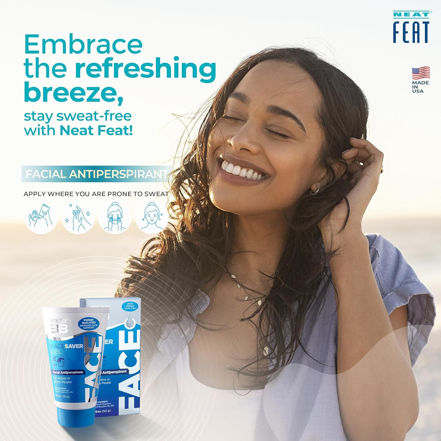 Neat Feat 3B Face Saver Antiperspirant Gel for Facial Perspiration and Shine, 1.76 Fluid Ounces image number 6