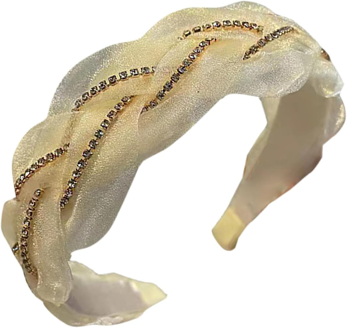 Pack of 3 Headbands for Women Hair Boho Wrap Tie Fashion Hair Bands Elastic Twist Hair Scarf Pretty Bow Tie Wide Alice Hair Bands for Women UK and Girls - Cashew image number 3