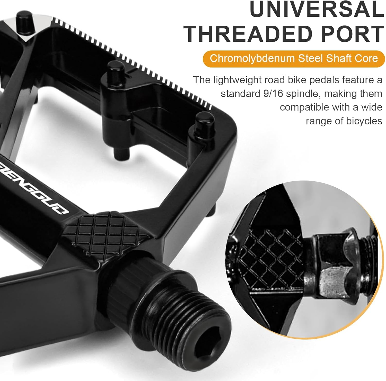 Mountain Bike Pedals, 4 Bearings Bicycle Pedals, Aluminum Alloy Bicycle Pedals, Road Bike Pedals with 20 Anti-Skid Pins, 9/16&rdquo; CNC Bicycle Flat Pedals for Road Mountain BMX MTB Bike