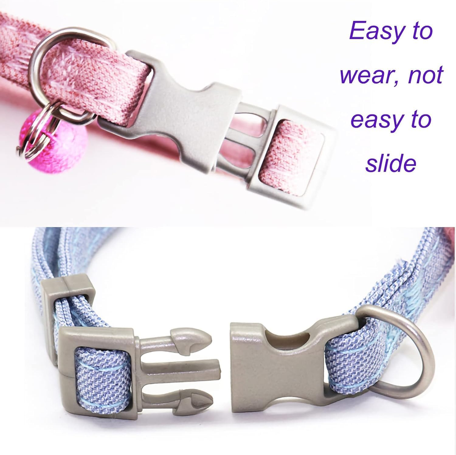 Kitten Collar with Six Petals Flowers Collars Charms,Dog Cat Collar with Bells,Adjustable Cat Collars for Cats (Blue, M) image number 2