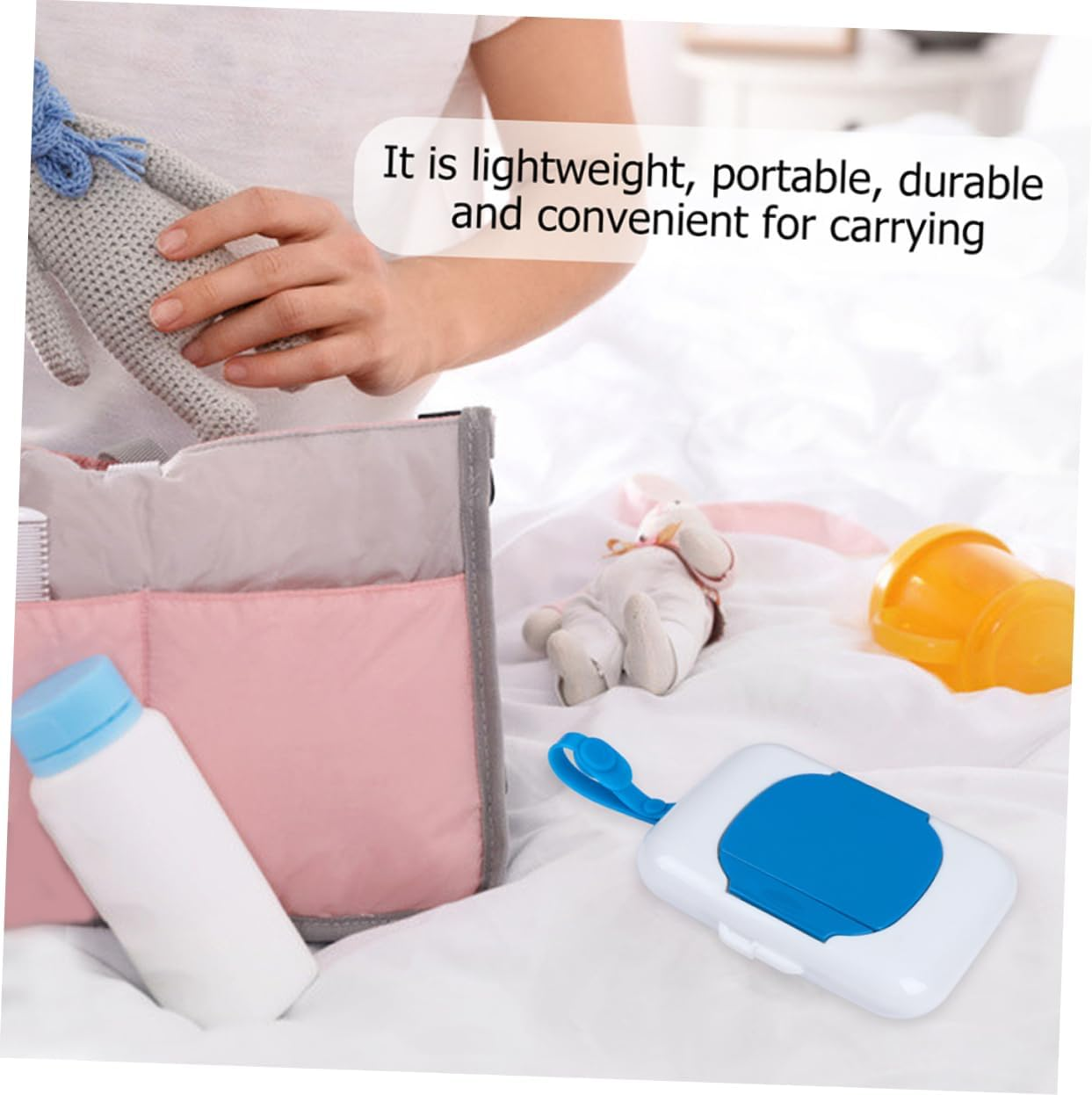 2Pcs Wipes Storage Box Portable Travel Wipes Case Compact Wet Tissue Holder Moisture-Sealing Cover Material for Easy One-Handed Use image number 4