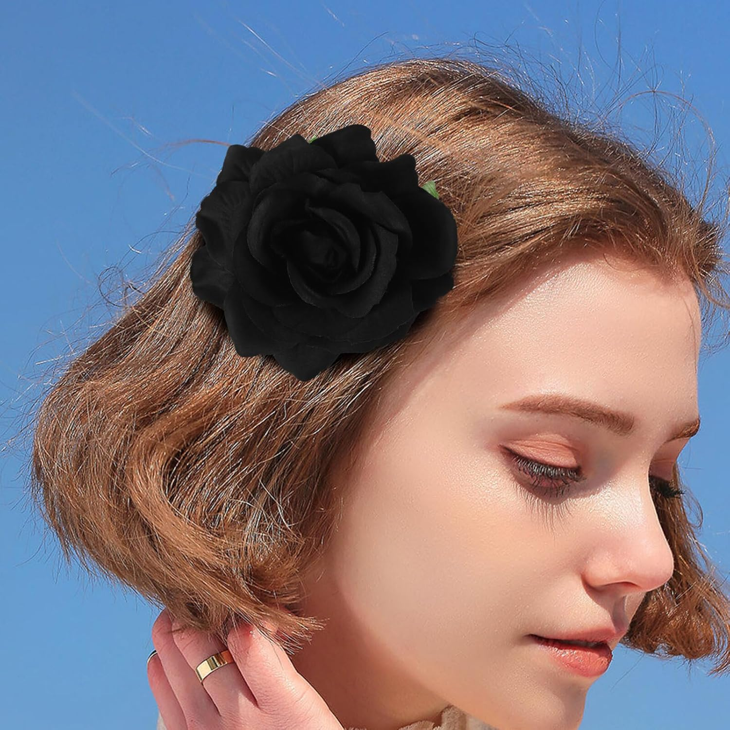 Beaupretty Flower Hair Clip Black Flowers Hair Clips Halloween Hair Clips Women'S Rose Flowers Hair Accessories Festival Halloween Hair Pin Pack of 4