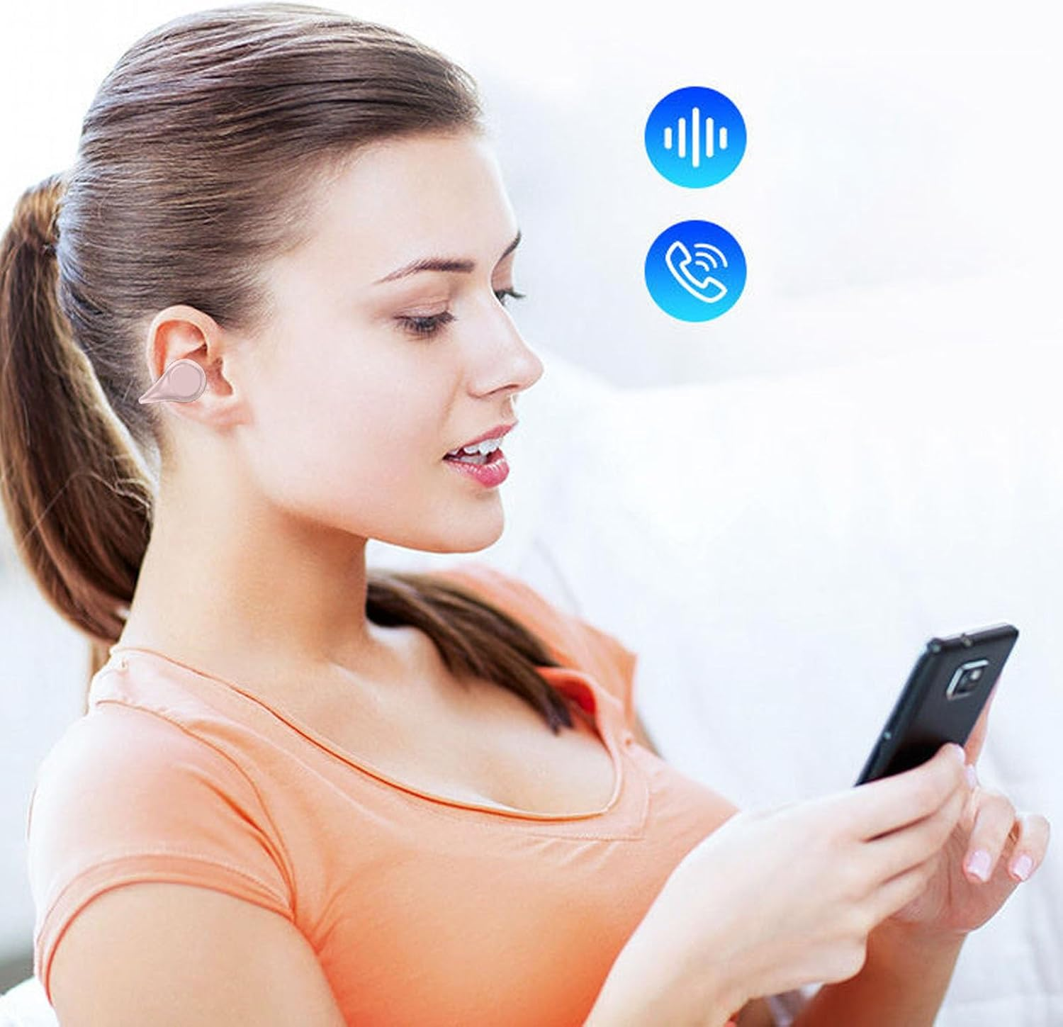 Wireless Hifi Headphones with Open Ear and Power Indicator, Safe and Comfortable, Wireless Connection, Long Standby Time, Lightweight and Portable (Pink) image number 1