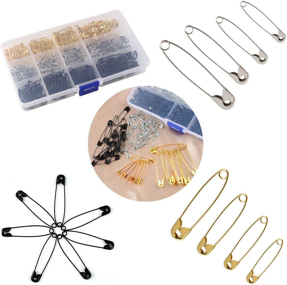 Naisfei 520-Pack Safety Pins Set - Assorted Colors and Sizes for Clothes, Art Craft, Sewing, Office, Home Use - Large Heavy Duty Pins image number 2