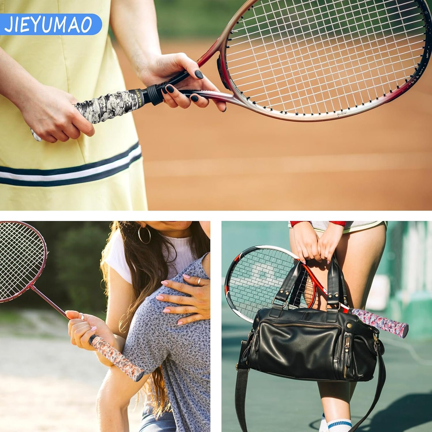 JIEYUMAO 12Pcs Pickleball Paddle Grip Tape, Multicolor Tennis Racket Grip Tape with Racket Grip Bands, anti Slip Tennis Overgrip Grip Tape Self-Adhesive Badminton Racket Grip Tape for Sport Fishing image number 5